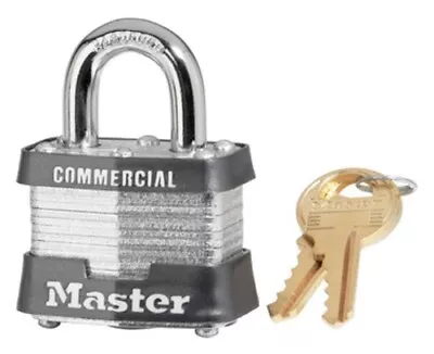 Master Lock 3KA-0356  1-9/16  Laminated Keyed Alike Steel Padlock • $22.99