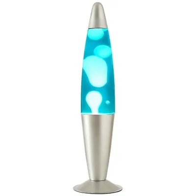 Urban Shop 16  Blue Lava Motion Volcano Lamp White Wax In Blue Liquid Silver M • $15.43