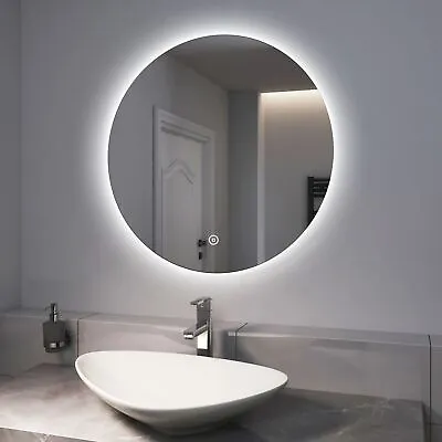 EMKE Round LED Bathroom Mirror With Backlit Lights Demister Touch Illuminated • £70.79