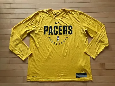 Nike Indiana Pacers Practice Basketball Jersey SZ XL Yellow Warm Up Long Sleeve • $39.99