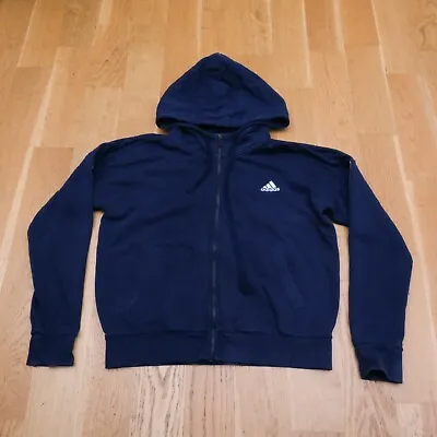 Adidas Full Zip Equipment Logo Hoodie M L Boxy Sweatshirt Hooded Navy Blue Y2K • £9.09