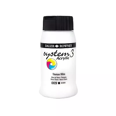 Daler-Rowney System3 Acrylic Paint Plastic Pot 16.91oz - 500 Ml Titanium Whi • £15.17