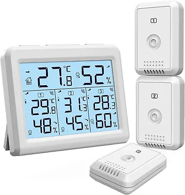 $35.75 • Buy ORIA Indoor Outdoor Thermometer With 3 Wireless Sensors, Digital Hygrometer T...