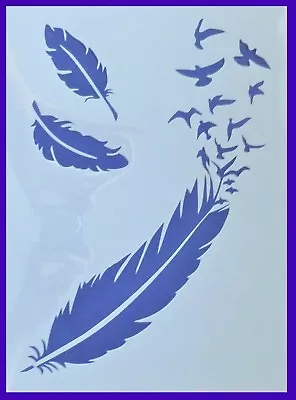 A4 Flexible Stencil *FALLING FEATHERS* Painting Embossing Crafts Birds • $10.95