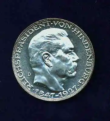 $200 • Buy Germany  1927   Von Hindenburg 80th Birthday  Silver Medal, Karl Goetz, Superb