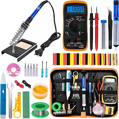 Soldering Iron Kit 60W Adjustable Temperature Digital Multimeter 5Pcs Solderi • $28.48