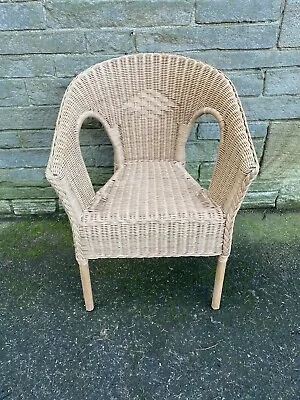 Vintage Cane Wicker Bamboo Adult Tub Chair Rattan Tiki Boho Conservatory • £35