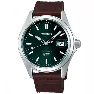 NWT SEIKO Men's Mechanical Watch Green Dial Brown Leather Band SZSB018 $500 • $300