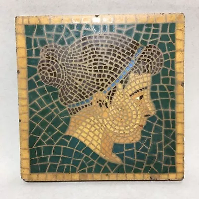 Art Deco Mosaic Portrait Of A Woman - Encaustic Tile Co Indianapolis Art Pottery • $195