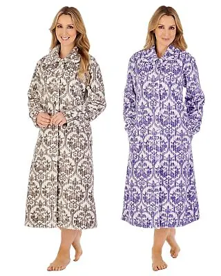 Slenderella Waffle Fleece Robe Ladies 46  Button Winter Dressing Gown Nightwear • £38.99