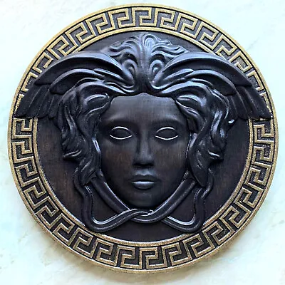12  Medusa Gorgona Head 3d Carved Wood Greek Picture Wall Decoration Plaque • $99.20