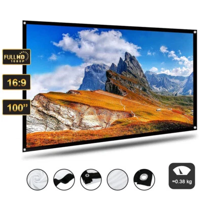 $22.95 • Buy Foldable Projector Screen 100  HD 16:9 Portable Projector Screen Outdoor Indoor