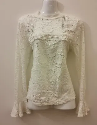 £3 • Buy Misfits White Lace Top, One Size, Flower Lace, GC, High Neck, 
