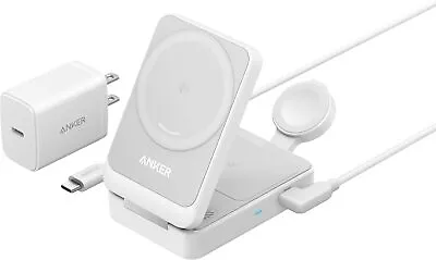 Anker MagGo 3-in-1 Wireless Charger Stand 15W MagSafe Charge + 40W USB-C Adapter • $93.49