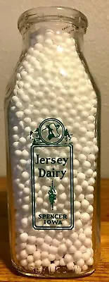 Vintage Jersey Dairy Spencer IA Iowa Square Pint Milk Bottle • $18.75