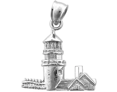 Rhodium Plated 925 Sterling Silver Cape Cod Highland Lighthouse Charm • $50.99