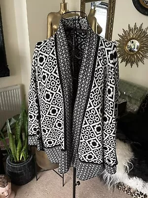 £5.50 • Buy Black Cream Tile Pattern Kimono Cardigan Topshop Sz 12