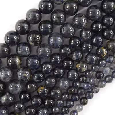 Natural Blue Iolite Round Beads Gemstone 15.5  Strand 6mm 8mm 10mm S2 • $9.99