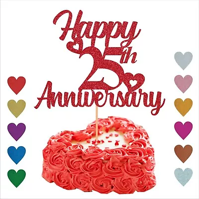 Personalised WEDDING ANNIVERSARY Cake Topper Custom Glittering For 50th 25th 1st • £3.29