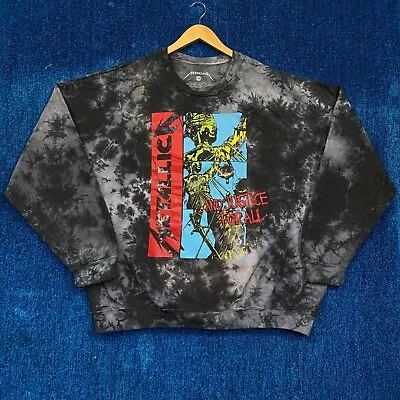 Metallica In Justice For All Tie Dye Rock Crewneck Sweater Size L/XL • $50