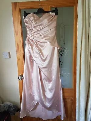 Sophia Tolli Size 10 Nude Ruched Bodice Corset Back Fastening Prom Party Dress • £20