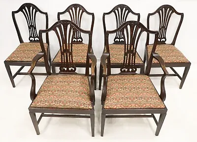 Set Of 6 Mahogany Hepplewhite Style Dining Chairs INC 2 Carvers FREE UK Delivery • £647