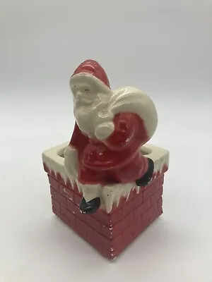 Vintage Ceramic Santa Clause On Chimney Top Planter Figurine No Markings Or Date • $24.99