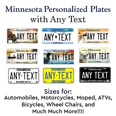 Minnesota Any Text Vintage License Plate Tag Personalized Auto Car Bicycle ATV • $16.99