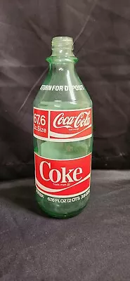 1970s Vintage Coca Cola 2 Liter Green Glass Coke Bottle 67.6 Fl Oz. • $27.50