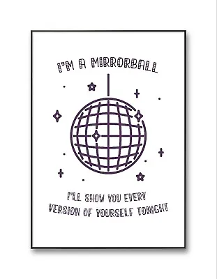 Taylor Swift Poster Swiftie Gift Mirrorball Lyrics A4 Print Evermore • £5.99