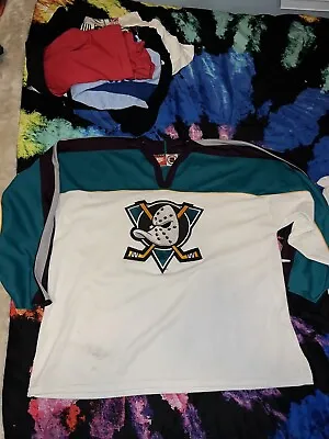 Vintage Original 90s Team Nike Mighty Ducks Hockey Jersey Mens XL Made In Canada • $45