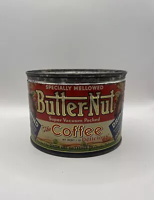 Vintage  Butter-Nut 1 Lb. Coffee Tin Litho Can Advertising Paxton Gallagher NEB • $100