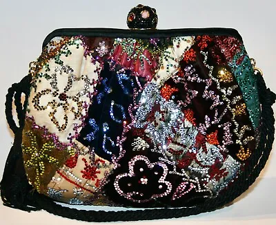 Judith Leiber Crystal Quilted Patchwork Tapestry Bag Clutch Vtg • $299