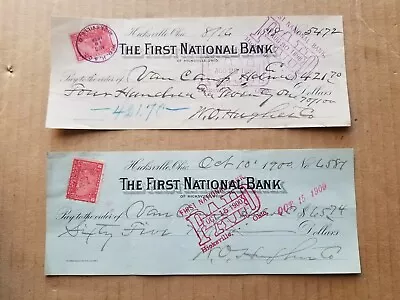 1898 1900. Van Camp Hardware Checks. The First National Bank. Hicksville Ohio. • $9.50