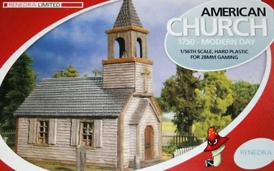 Renedra American Weather Board Church 1750 - Modern Day Wargames Scenery 28mm • £21.99