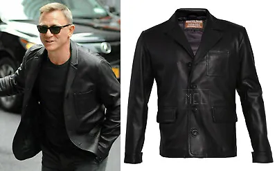 Daniel Craig Leather Blazer Replica Genuine Real Leather Jacket Coat New Men's • $98.99