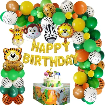 $16.99 • Buy Jungle Safari Happy Birthday Decor Balloon Garland Animal Party Balloon Arch Kit