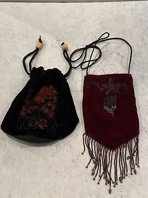 $9.99 • Buy Lot Of 2 Two Vintage Purses - Embroidered Beaded Velvet