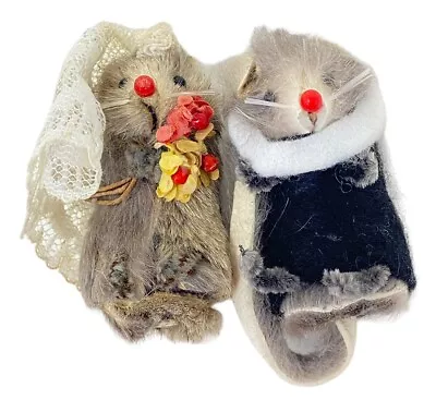 2 Vintage Original Fur Mice W. Germany Bride & Preacher 2” • $12