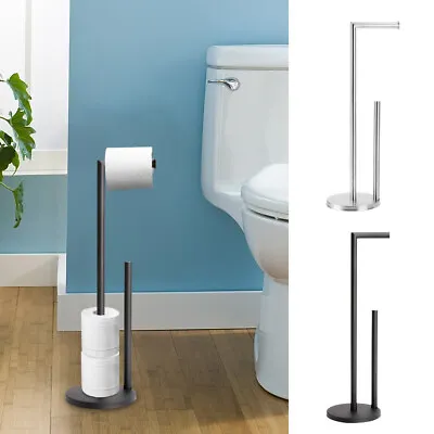 £15.79 • Buy Bathroom Toilet Roll Holder Modern WC Floor Standing Chrome Storage Tidy