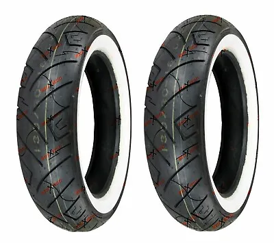 Shinko 130/90B16 MU85B16 Wide White Wall Front Rear Motorcycle Tires Set 777 • $329.52