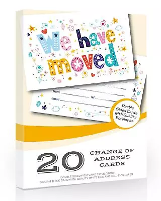 20 X We Have Moved Cards - Change Of Address Cards Bright Design • £6.99