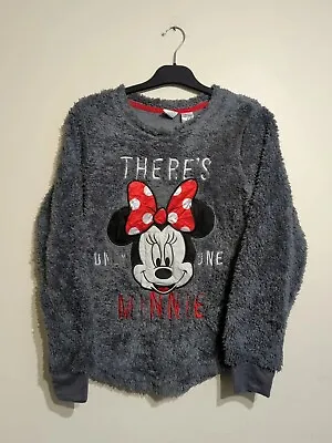 Disney Minni Mouse 'There's Only One Minnie' Grey Fluffy Jumper Medium M • £0.99