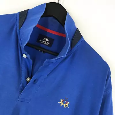 Men's LA MARTINA Buenos Aires Blue Polo Shirt Cotton Short Sleeve Shirt Size XL • $8.70