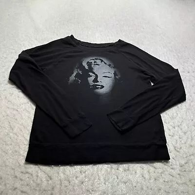 Marilyn Monroe T Shirt Womens Small S Black Round Neck Long Sleeve Cotton Blend • $12.92