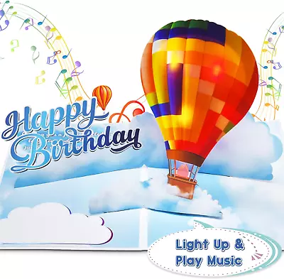 3D Musical Birthday Card Luminous Hot-Air Balloon Pop Up Birthday Cards Light • $13.74