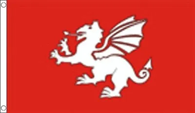 ENGLISH WHITE DRAGON FLAG 5' X 3' St George Saint Georges Day England Pendragon • £6