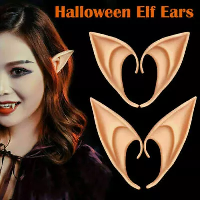 £4.29 • Buy 2 Pairs Elf Ears Rubber Latex Prosthetic Tips Angel Pixie Fairy Cosplay Party