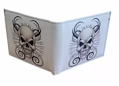 Celtic Skull Print Leather Wallet - Leather Printed Bifold Novelty Wallet • $8.97