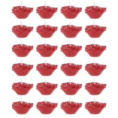 Mega Candles - Unscented 1.5  Floating Flower Candles - Red Set Of 24 • $15.95